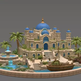 Azure Oasis Palace STL File for 3D Print - Model thumbnail 6