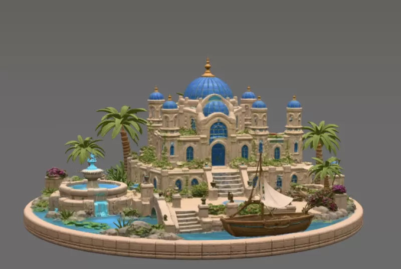Azure Oasis Palace STL File for 3D Print - Model preview 6