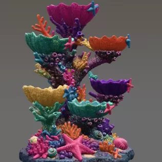 Colorful Coral Reef Tree Organizer STL File for 3D Print - Model thumbnail 12