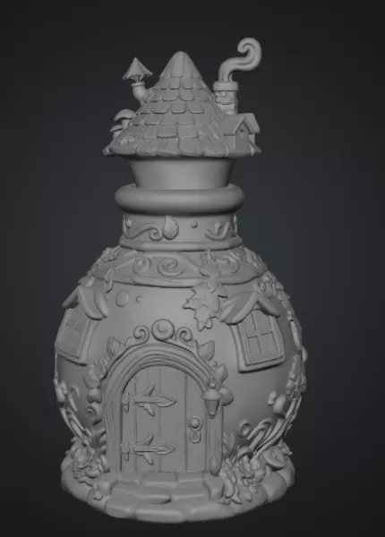 Mushroom Potion House STL File for 3D Print - Model preview 8