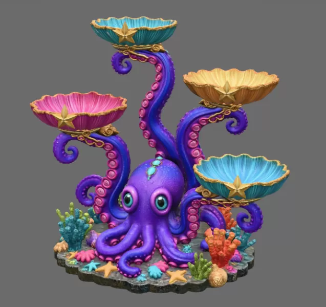 Magical Ocean Octopus Organizer STL File for 3D Print - Model preview 8