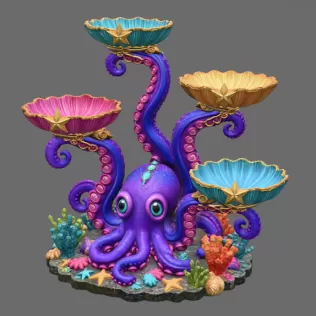 Magical Ocean Octopus Organizer STL File for 3D Print - Model thumbnail 8
