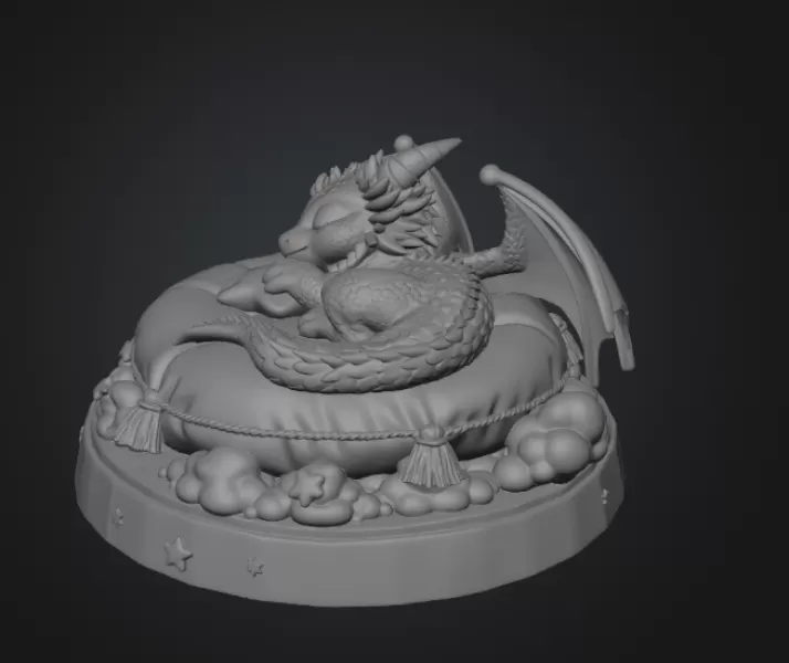 Sleeping Dream Dragon STL File 3D Print - Model preview 8