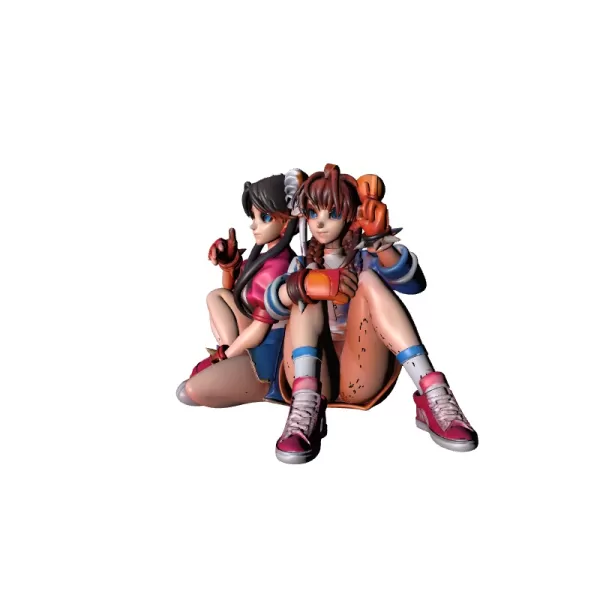 Two Fighter Girls 3D Model - Model preview 5