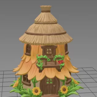 Fantasy Straw Cottage – STL File 3D Printable Fairy House - Model thumbnail 4