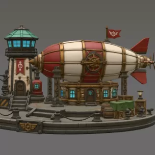 Steampunk Airship Station STL File for 3D Print - Model thumbnail 5