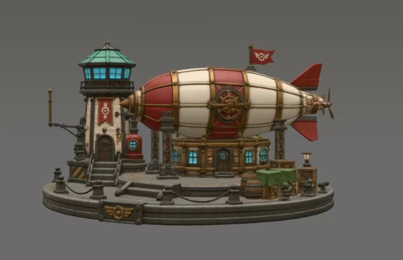 Steampunk Airship Station STL File for 3D Print - Model preview 5