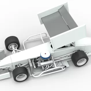 Supermodified front engine Winged race car V4 Scale 1:25 - Model thumbnail 4