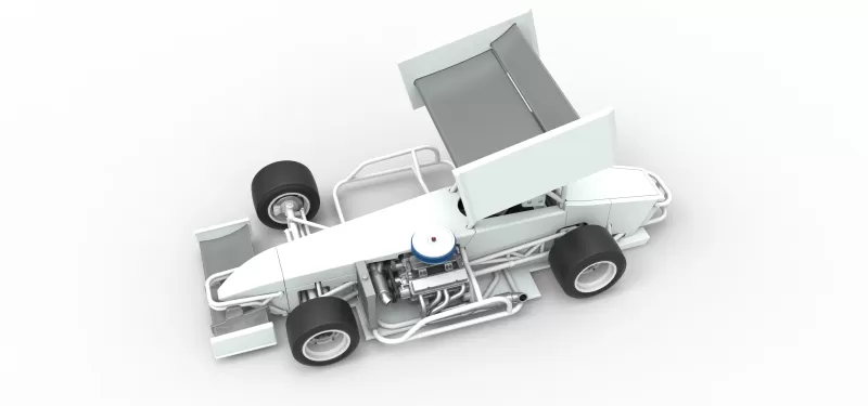 Supermodified front engine Winged race car V4 Scale 1:25 - Model preview 4
