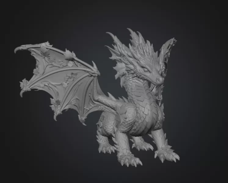 Autumn Ember Dragon STL File for 3D Print - Model preview 15