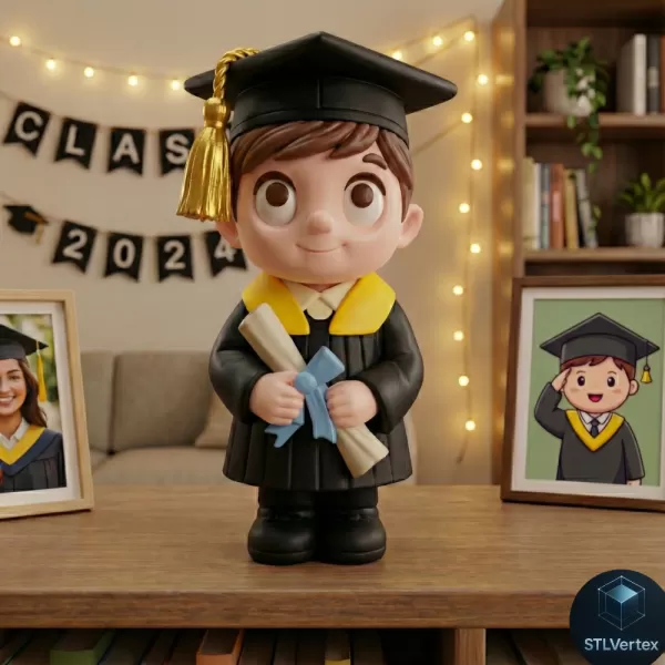 Chibi Boy Graduate Figurine for 3D Printing - Model preview 4