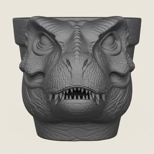 Dinosaur Trex Head Planter Print Ready 3D Model - Model preview 3