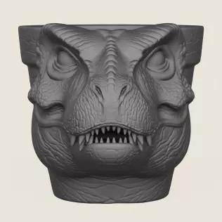 Dinosaur Trex Head Planter Print Ready 3D Model - Model thumbnail 3
