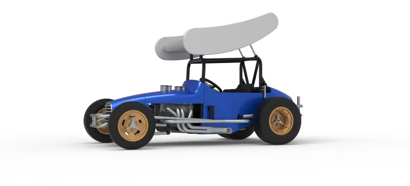 Vintage Winged Supermodified stock car for Dirt V2 Scale 1:25 - Model preview 2