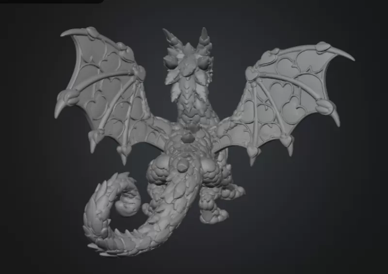 Heartwing Dragon STL File for 3D Print - Model preview 12