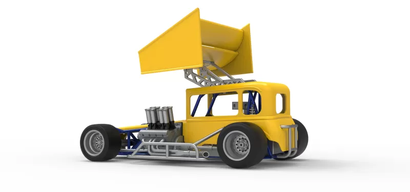 Vintage Winged Supermodified stock car Version 3 Scale 1:25 - Model preview 13