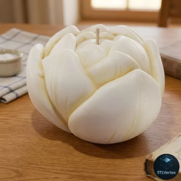 Cabbage Succulent Candle Printable 3D Model - Model preview 2