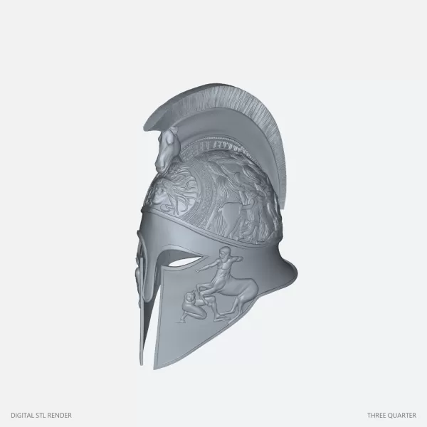 Ornate Horse-Crest Helmet Miniature - 100 mm STL - Model preview 1