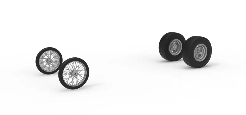 Wheel Set of Vintage Front engine dragster V8 Scale 1:25 - Model preview 1