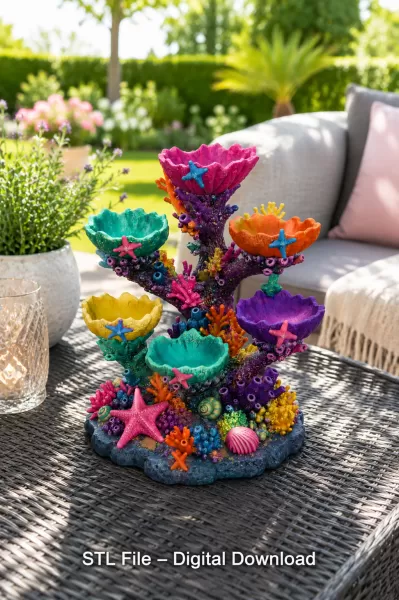 Colorful Coral Reef Tree Organizer STL File for 3D Print - Model preview 3