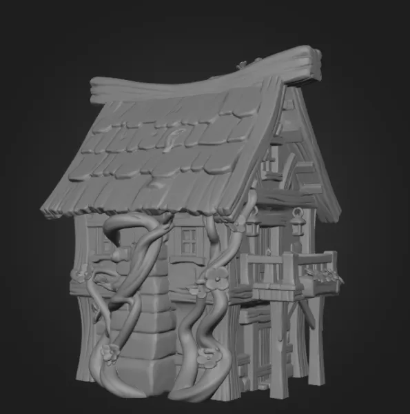 Enchanted Forest Cottage STL File 3D Printable Fantasy House - Model preview 12