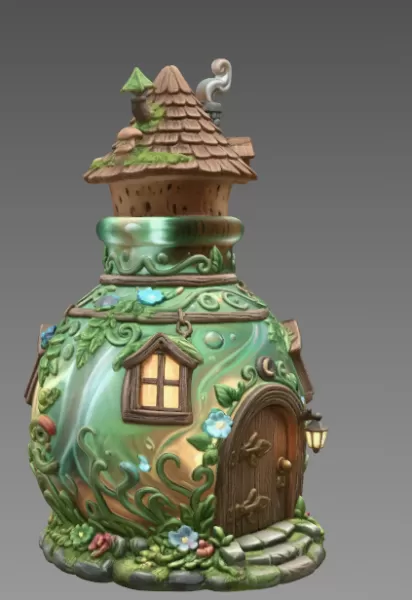 Mushroom Potion House STL File for 3D Print - Model preview 7