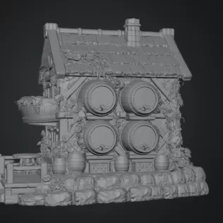 Fantasy Wine Cottage – Medieval Vineyard House STL for 3D Printi - Model thumbnail 9