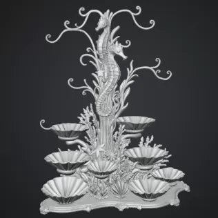 Seahorse Coral Shell Bowl Organizer STL File for 3D Print - Model thumbnail 13