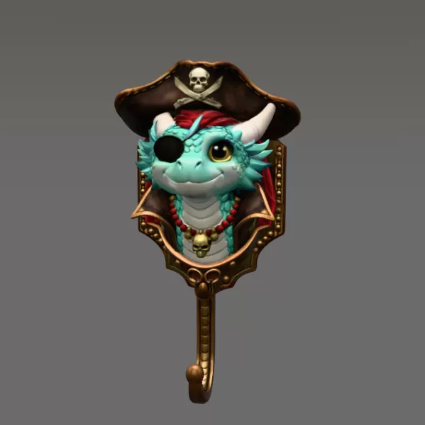 Pirate Dragon Key Holder STL File for 3D Print - Model preview 3