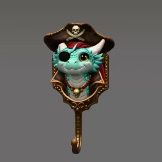 Pirate Dragon Key Holder STL File for 3D Print - Model thumbnail 3