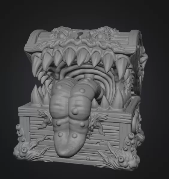 Mimic Treasure Chest Monster STL File for 3D Print - Model preview 11