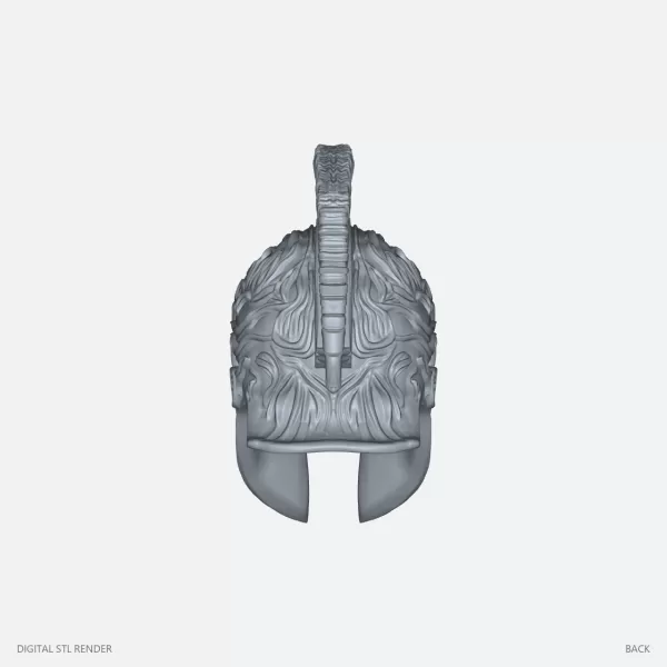 Flame Relief Crested Helmet Miniature - 100 mm STL - Model preview 4