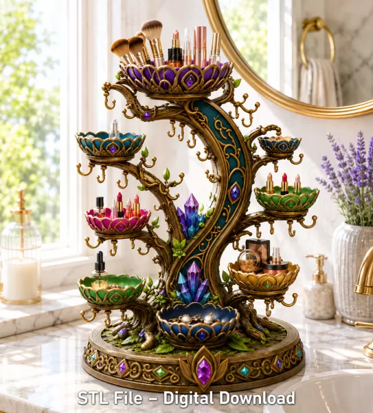 Enchanted Crystal Jewelry Tree STL File for 3D Print - Model preview 2