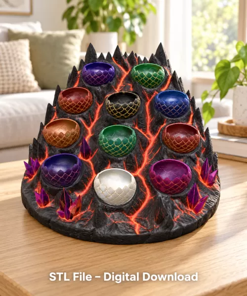 Volcanic Dragon Egg Mountain Organizer STL File for 3D Print - Model preview 1