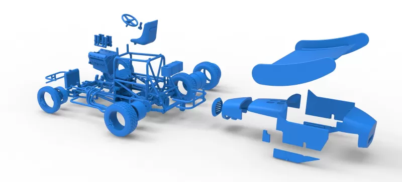 Vintage Winged Supermodified stock car for Dirt V2 Scale 1:25 - Model preview 29