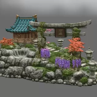 🏯 Japanese Sakura Shrine Garden STL File for 3D Print - Model thumbnail 8