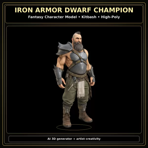 Fantasy Dwarf Warrior Pack – Fantasy Character Model Kitbash - Model preview 10