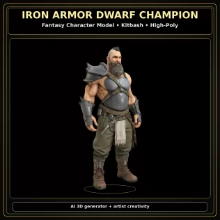 Fantasy Dwarf Warrior Pack – Fantasy Character Model Kitbash - Model thumbnail 10