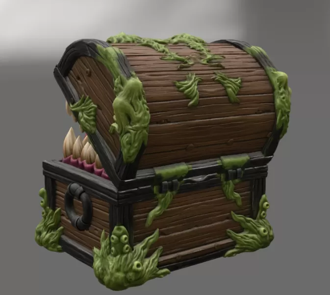 Mimic Treasure Chest Monster STL File for 3D Print - Model preview 8