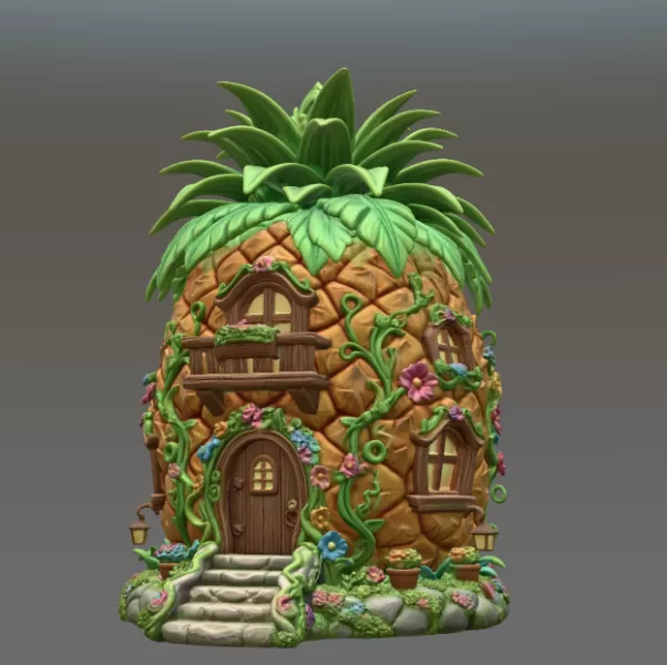 Pineapple Fantasy House STL File for 3D Printing - Model preview 3