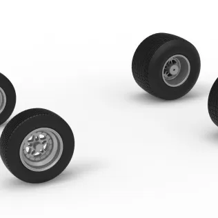 Wheel Set of Dirt Silver Crown Car Scale 1:25