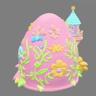 Fantasy Egg Fairy House STL File 3D Printable - Model thumbnail 6