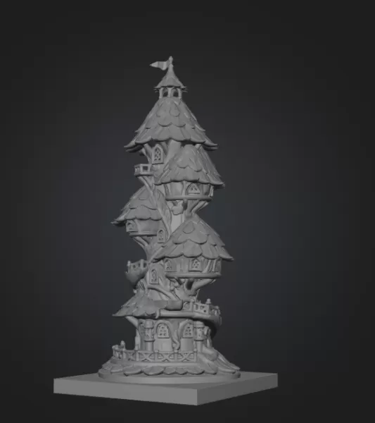 Advertising Enchanted Spiral Tree Tower STL File 3D Printable Fa - Model preview 9