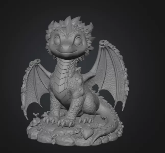 Blossom Heart Dragon STL File for 3D Print - Model preview 8