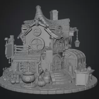 Lavender Witch Apothecary Cottage STL File for 3D Print - Model thumbnail 12