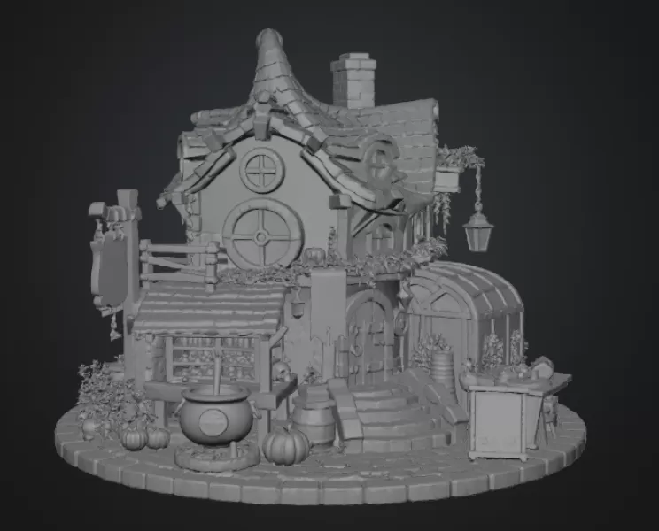 Lavender Witch Apothecary Cottage STL File for 3D Print - Model preview 12