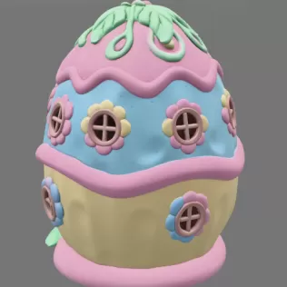 Cute Fantasy Egg House - STL File - Model thumbnail 5