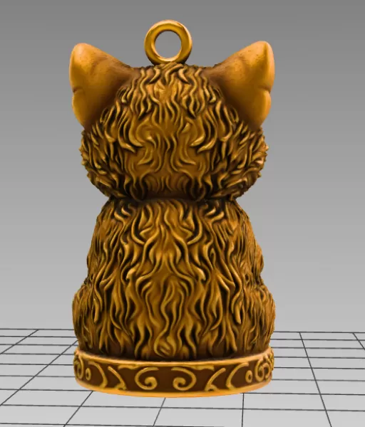 Cute Cat Pendant — Heart Holding Figurine - Model preview 4