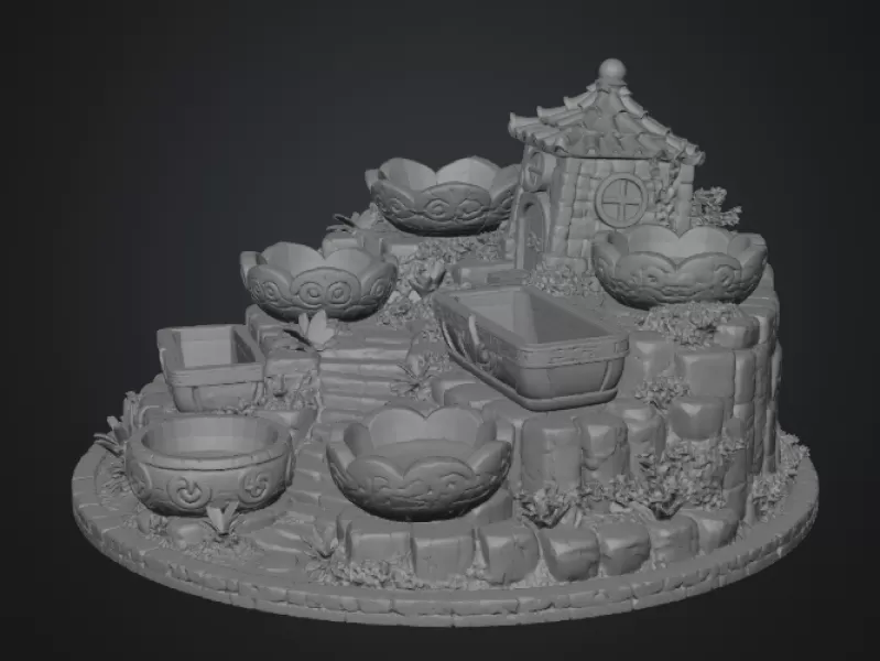 Fantasy Village Jewelry Organizer STL File for 3D Print - Model preview 14