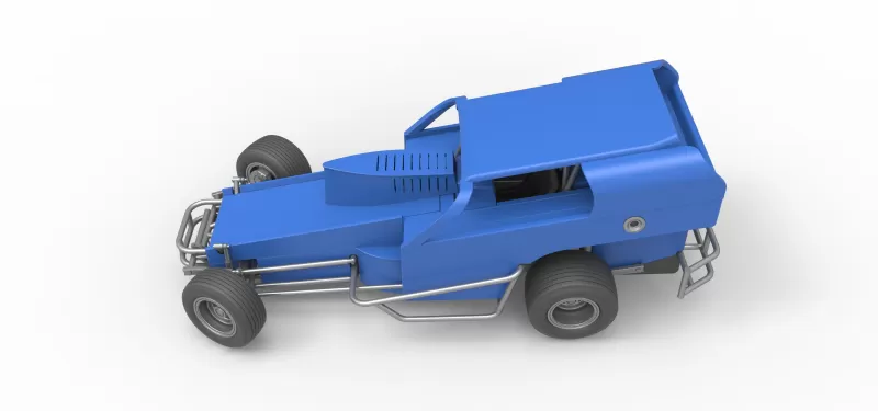 Vintage Dirt Modified stock car Version 2 while turning 1:25 - Model preview 10
